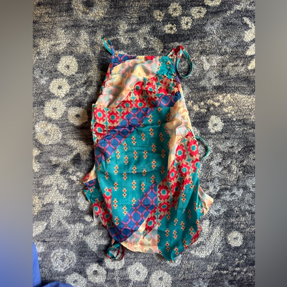 Free People Multicolor Patterned Bandana Tie Back Top